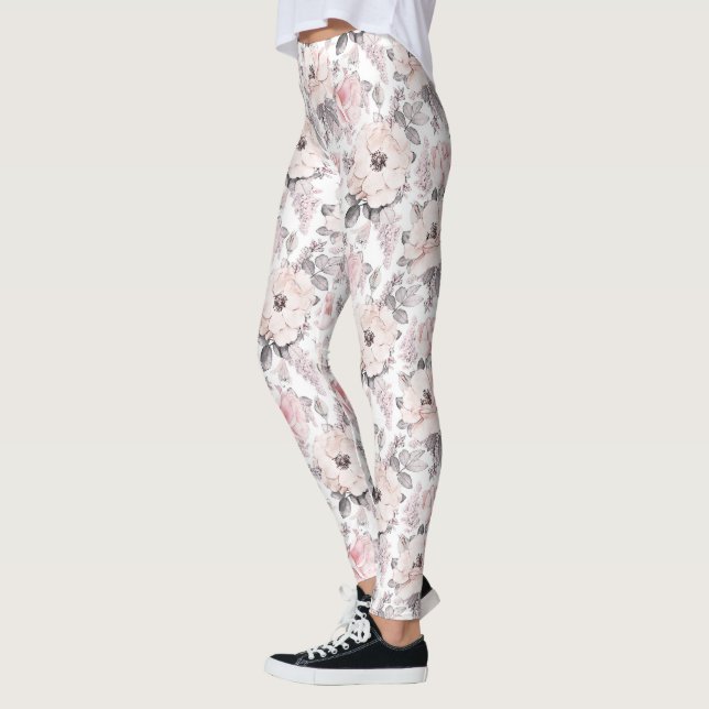 Classic Pink & Gray Pattern Leggings (Left)