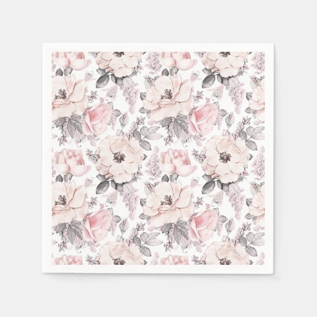 Classic Pink & Gray Pattern Napkins (Front)