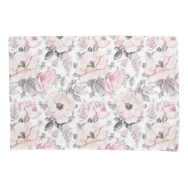 Classic Pink & Gray Pattern Pillow Case (Front-Left)