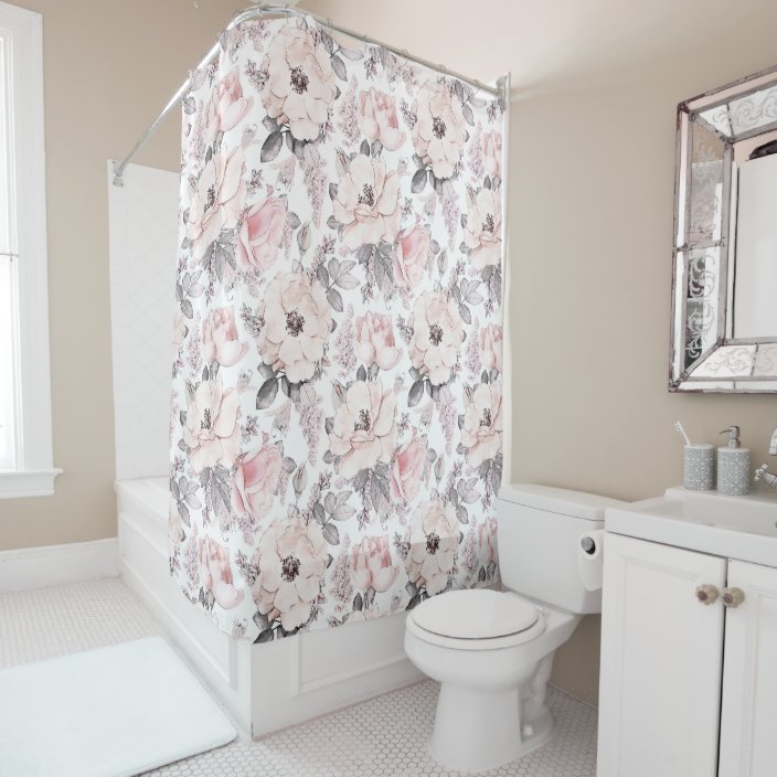 Classic Pink & Gray Pattern Shower Curtain