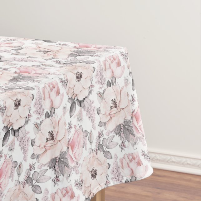 Classic Pink & Gray Pattern Tablecloth (In Situ)