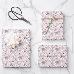Classic Pink & Gray Pattern Wrapping Paper Sheets