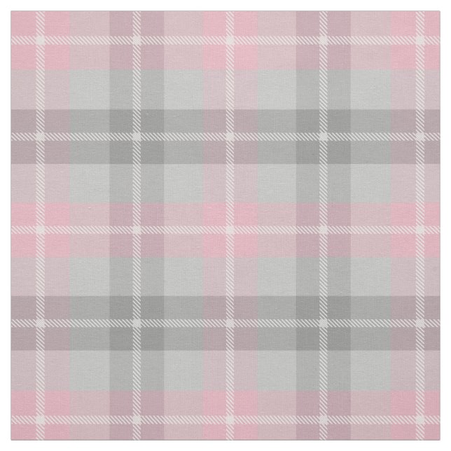 classic pink gray white plaid fabric (Swatch)