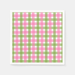 Classic Pink Green Gingham Party Napkins