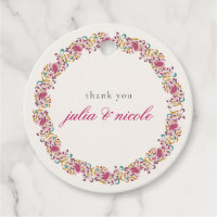 Classic Pink Green Yellow Floral Swan Bird Wedding