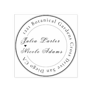 Classic Pink Green Yellow Floral Swan Bird Wedding Rubber Stamp