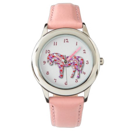 Classic Pink Heart Horse Pony Watch