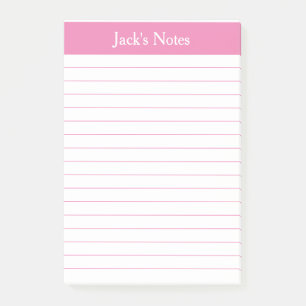 Classic Pink Lined Personalized Post-it Notes