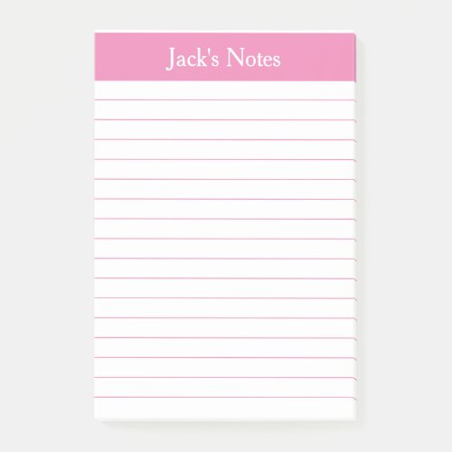 Classic Pink Lined Personalized Post_it Notes