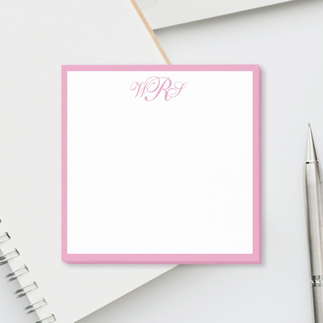 Classic Pink Monogram Post-it Notes (Creator Uploaded)