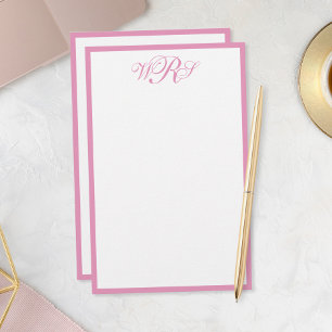 Classic Pink Monogram Stationery