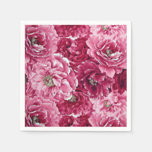 Classic Pink Peonies Clusters   Floral Napkins