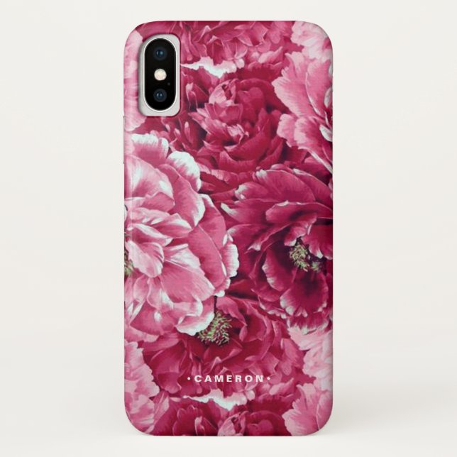 Classic Pink Peonies Clusters Personalized Case-Mate iPhone Case (Back)
