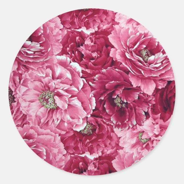 Classic Pink Peonies Clusters Sticker (Front)