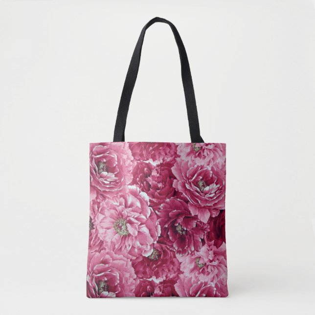 Classic Pink Peonies Clusters Tote Bag (Front)