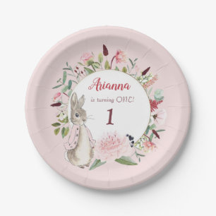 Classic Pink Peter the Rabbit Floral Birthday Paper Plates