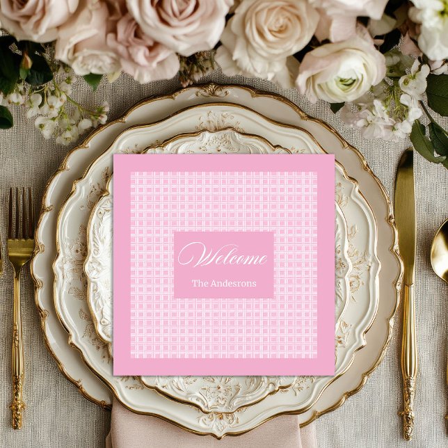 Classic Pink Plaid Napkins Personalized Touch (Classic Pink Plaid Napkins Personalized Touch)