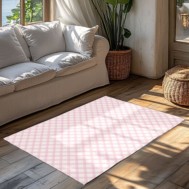Classic Pink Plaid Rug Nursery Room Floor Style (Classic Pink Plaid Rug Nursery Room Floor Style)
