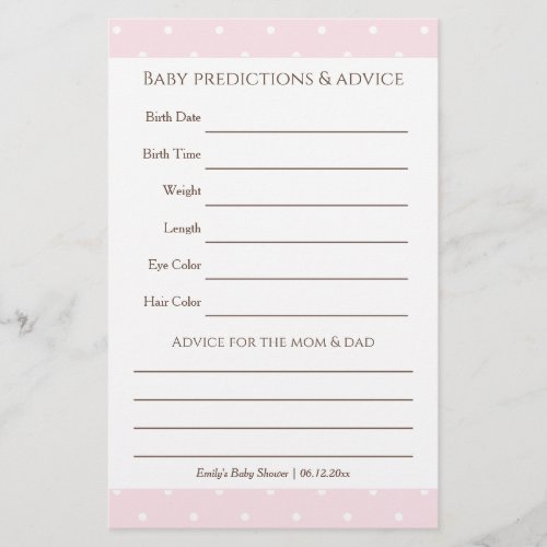 Classic Pink Polka Dots Baby Shower Guessing Game