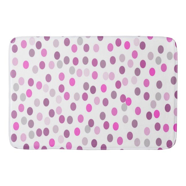 Classic Pink Polka Dots on White  Bath Mat (Front)