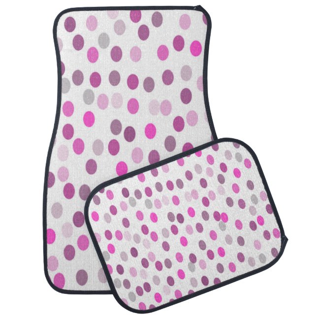 Classic Pink Polka Dots on White  Car Floor Mat (Set)