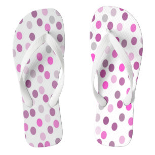 Classic Pink Polka Dots on White  Flip Flops