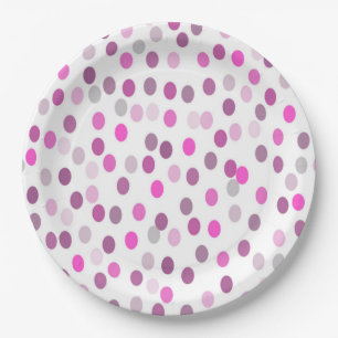 Classic Pink Polka Dots on White Paper Plates