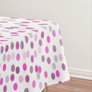 Classic Pink Polka Dots on White  Tablecloth