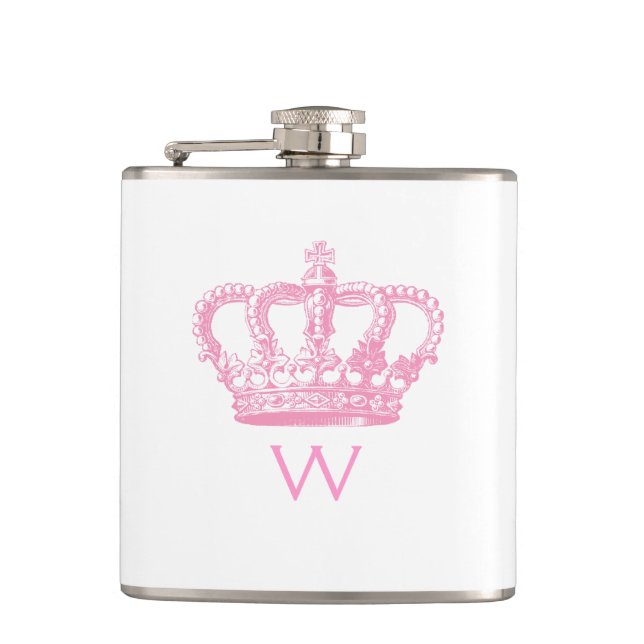 Classic Pink Princess Crown Flask (Front)