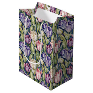 Classic Pink, Purple, Whute Tulips Medium Gift Bag