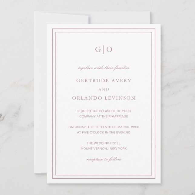 Classic Pink QR Code Elegant Wedding Invitation (Front)