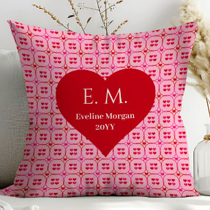 Classic Pink Red Hearts Personalized Valentine Throw Pillow