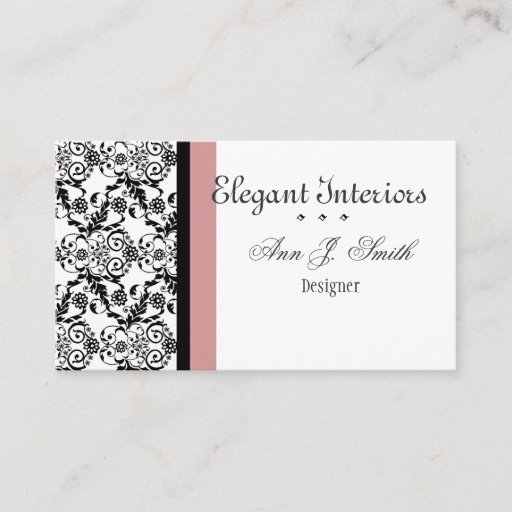 Customizable Classic Touch of Pink Damask Business Card