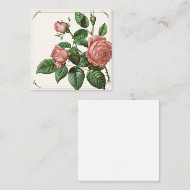 Classic Pink Rose Bouquet Note Card (Front/Back)