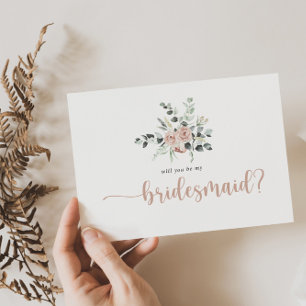 Classic Pink Rose Bridesmaid Proposal Note Card