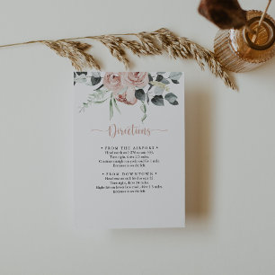 Classic Pink Rose Floral Wedding Directions   Enclosure Card