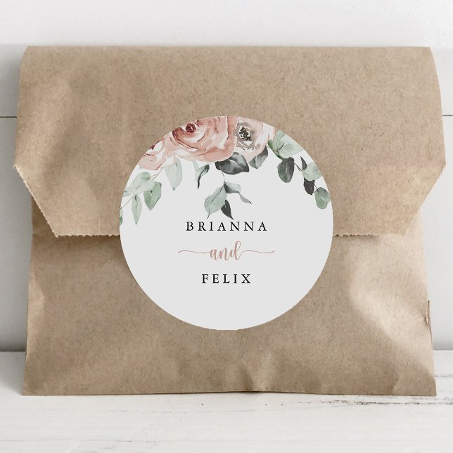 Classic Pink Rose Floral Wedding Envelope Seals (Creator Uploaded)