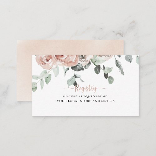 Classic Pink Rose Floral Wedding Gift Registry  Enclosure Card