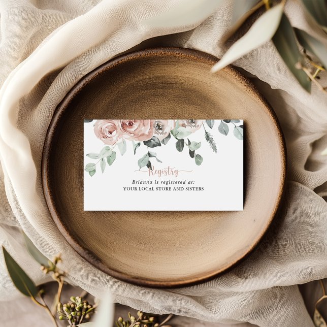 Classic Pink Rose Floral Wedding Gift Registry  Enclosure Card (Creator Uploaded)