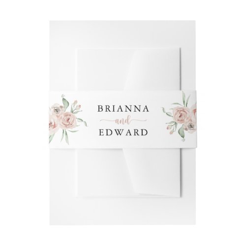 Classic Pink Rose Floral Wedding Invitation Invitation Belly Band