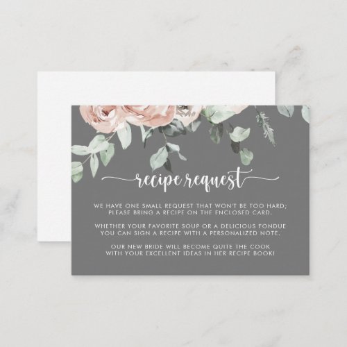 Classic Pink Rose Floral Wedding Recipe Request    Enclosure Card