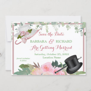 CLASSIC Pink Rose Floral Wedding Save Date  Invitation