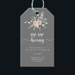Classic Pink Rose Sip Sip Hooray Bridal Shower   Gift Tags<br><div class="desc">These classic pink rose sip sip hooray bridal shower gift tags are perfect for a rustic wedding shower. The design features elegant watercolor dusty pink roses and green foliage,  neatly assembled into beautiful bouquets with a gray background.</div>
