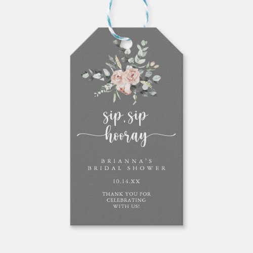 Classic Pink Rose Sip Sip Hooray Bridal Shower   Gift Tags