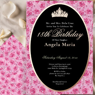 Classic Pink Roses 18th Birthday Debut Rose Gold Foil Invitation