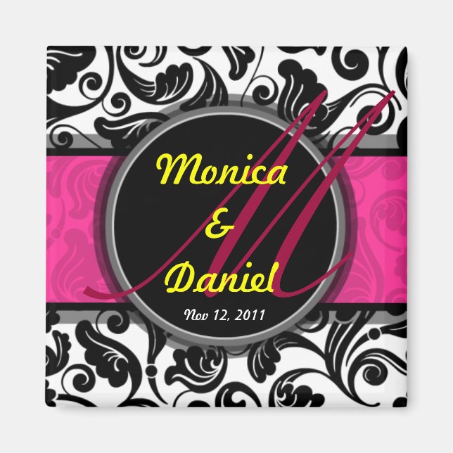 Classic pink save the date wedding magnets A008 (Front)