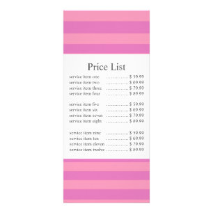 Classic Pink Stripe Business Price Rack Card