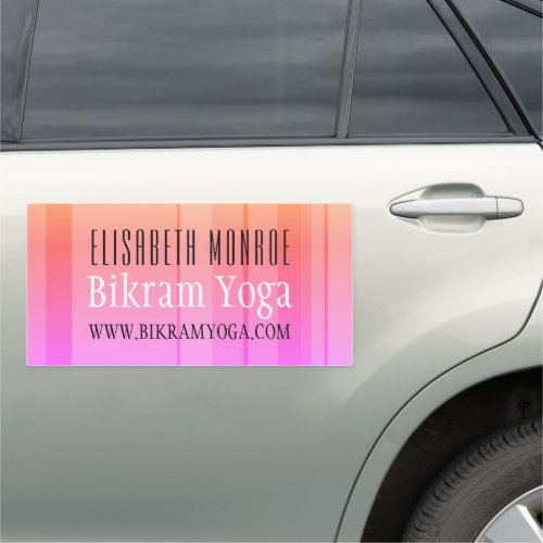 Classic Pink Striped Bikram Yoga Instructor Car Magnet