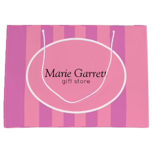 Classic Pink Stripes Custom Large Gift Bag