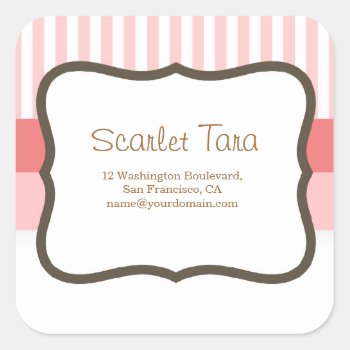 Classic Pink Stripes Label by thepapershoppe at Zazzle